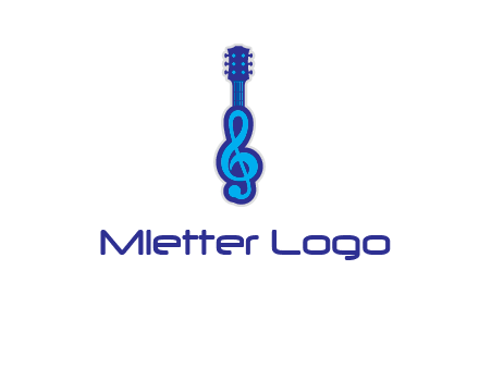 guitar with music notes logo