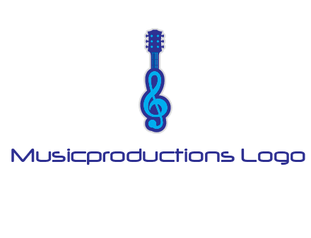 guitar with music notes logo