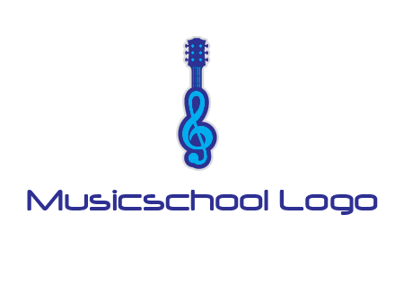 guitar with music notes logo