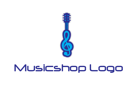 guitar with music notes logo