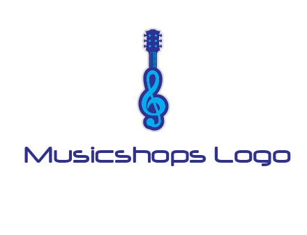 guitar with music notes logo