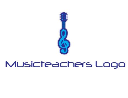 guitar with music notes logo