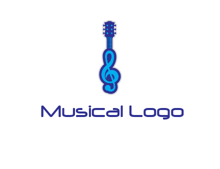 guitar with music notes logo