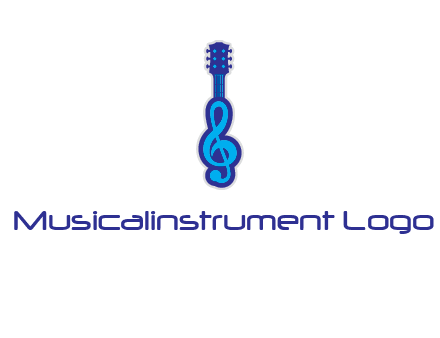 guitar with music notes logo