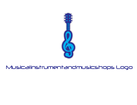 guitar with music notes logo