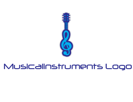 guitar with music notes logo