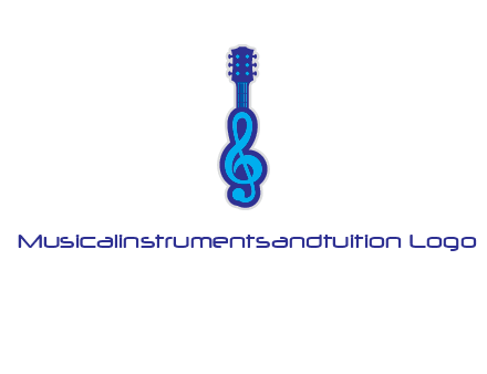 guitar with music notes logo