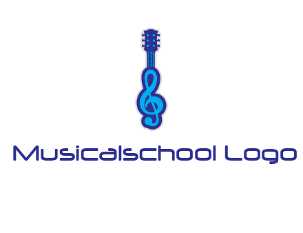 guitar with music notes logo