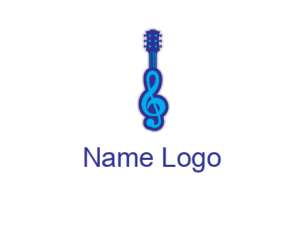 guitar with music notes logo
