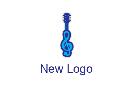guitar with music notes logo