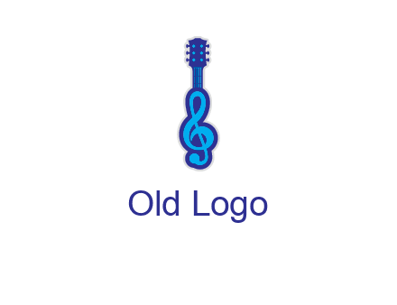 guitar with music notes logo