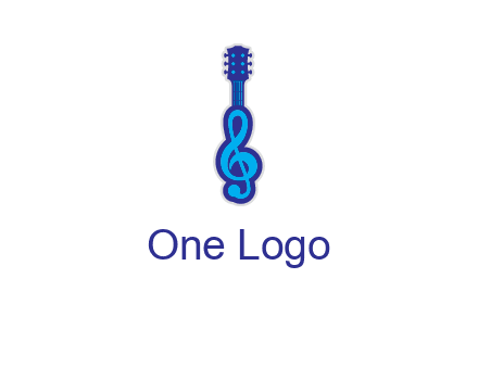 guitar with music notes logo