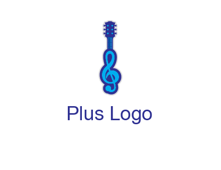 guitar with music notes logo