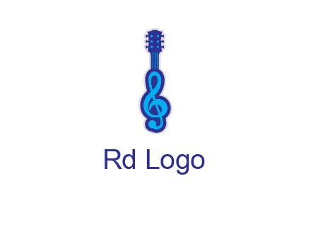guitar with music notes logo