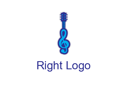 guitar with music notes logo