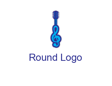 guitar with music notes logo