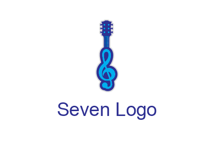 guitar with music notes logo