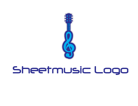 guitar with music notes logo