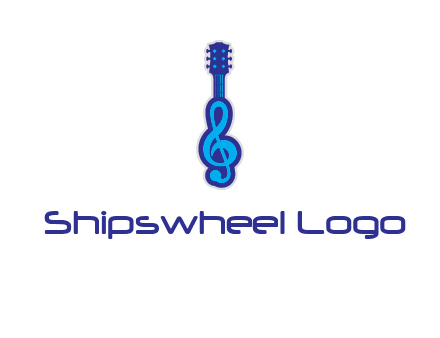 guitar with music notes logo