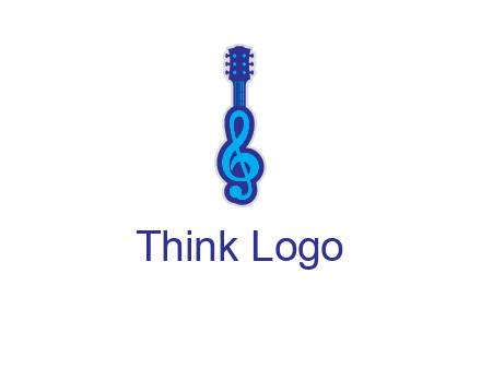 guitar with music notes logo