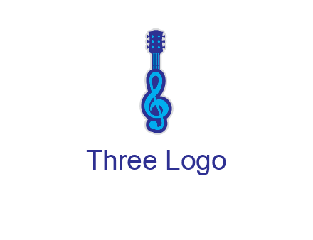 guitar with music notes logo