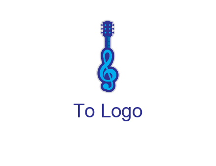 guitar with music notes logo