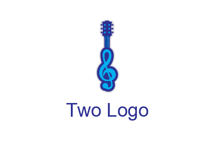 guitar with music notes logo