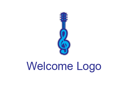 guitar with music notes logo