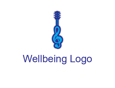 guitar with music notes logo