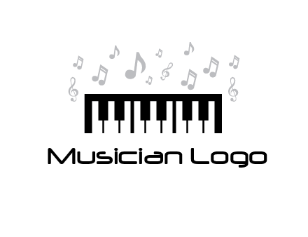 piano icon with music notes