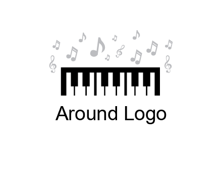 piano icon with music notes
