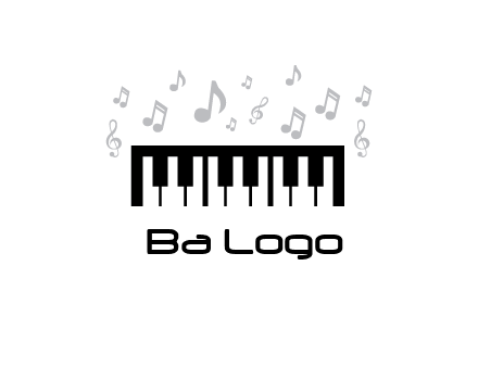 piano icon with music notes