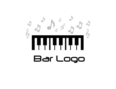 piano icon with music notes