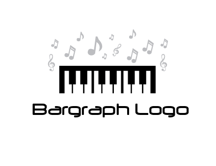 piano icon with music notes