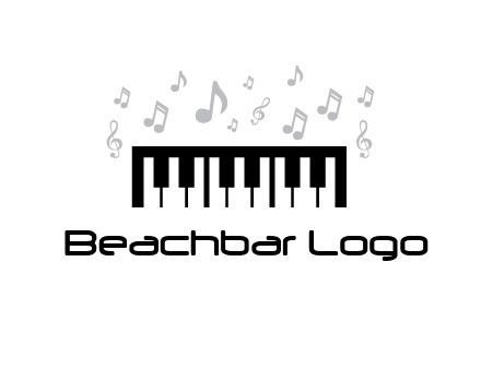 piano icon with music notes