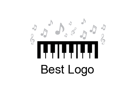 piano icon with music notes