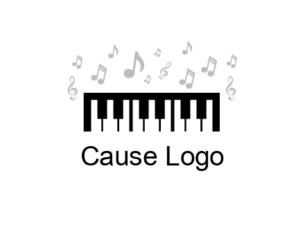 piano icon with music notes