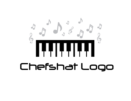 piano icon with music notes