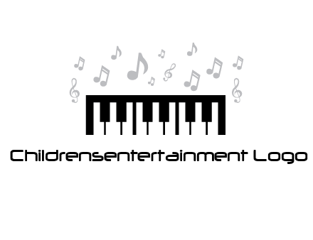piano icon with music notes
