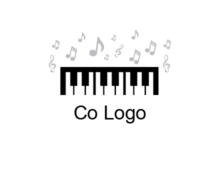 piano icon with music notes