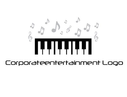 piano icon with music notes