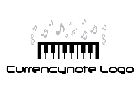 piano icon with music notes