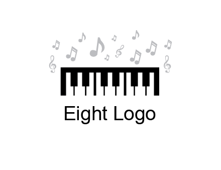 piano icon with music notes