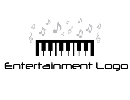 piano icon with music notes