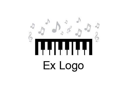 piano icon with music notes
