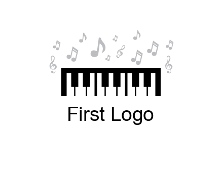 piano icon with music notes
