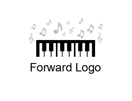 piano icon with music notes