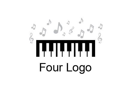 piano icon with music notes