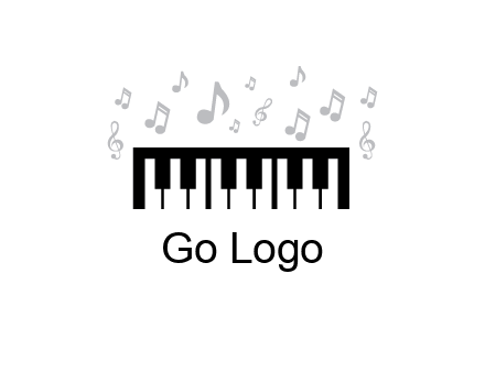 piano icon with music notes