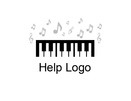 piano icon with music notes